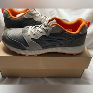 Merrell Big Kids' Grey and Orange Slip-On Sneakers 6.5Y